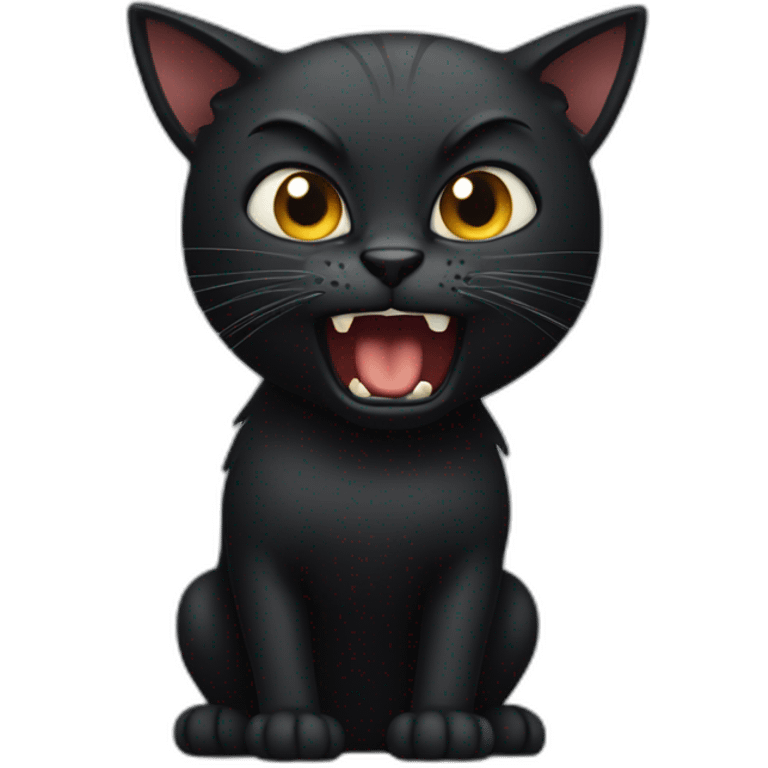 angry black cat hissing emoji