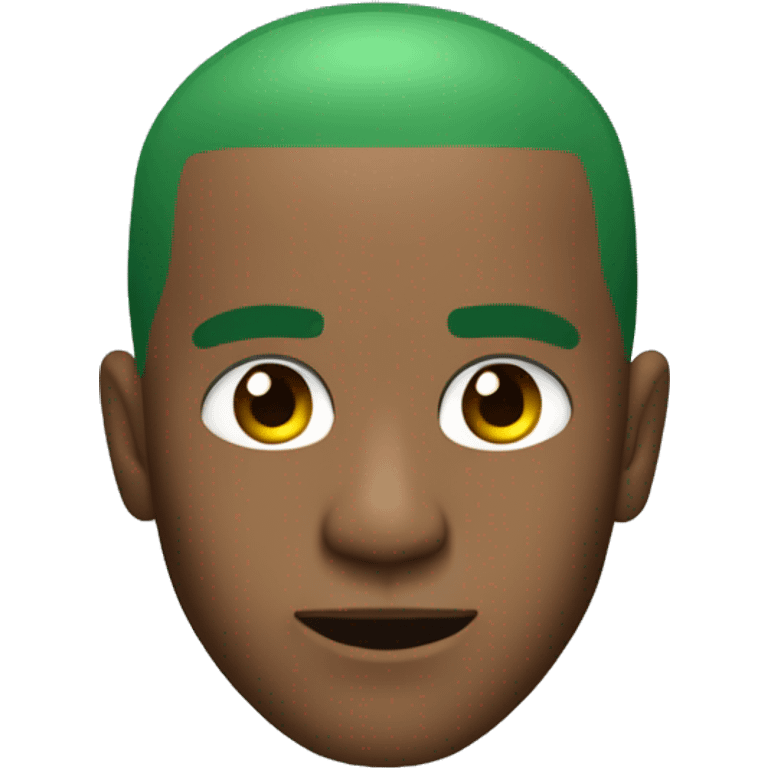 frank ocean green buzzcut winking with a slight smirk but acting nonchalant emoji