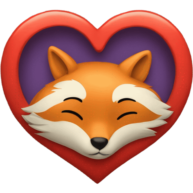 Heart with fox inside emoji