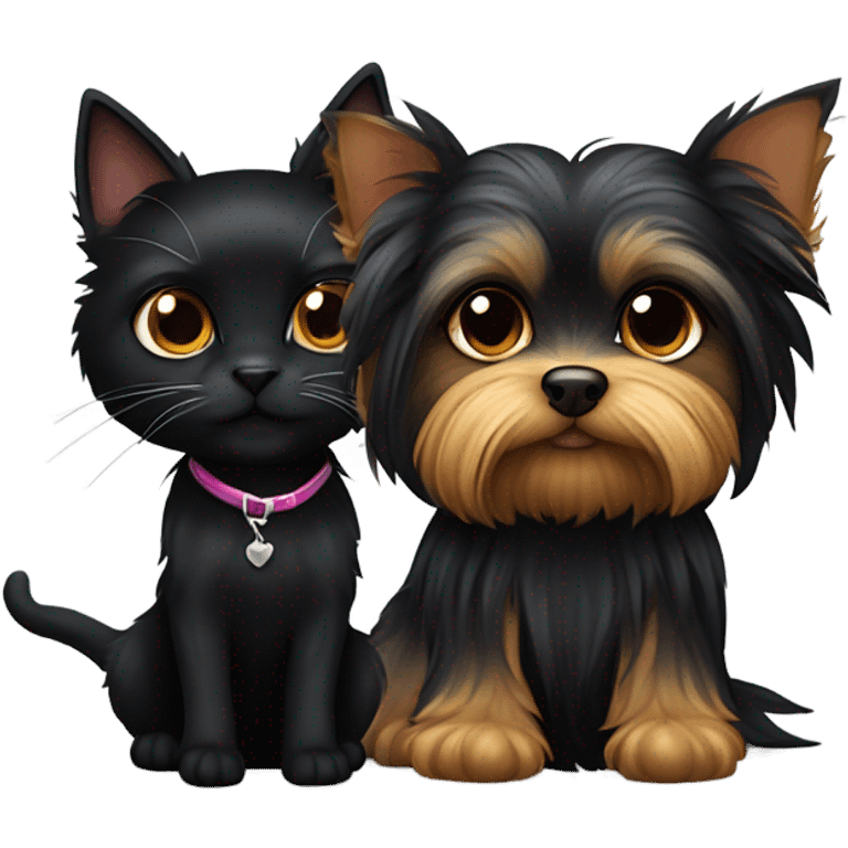 yorkie and black cat emoji