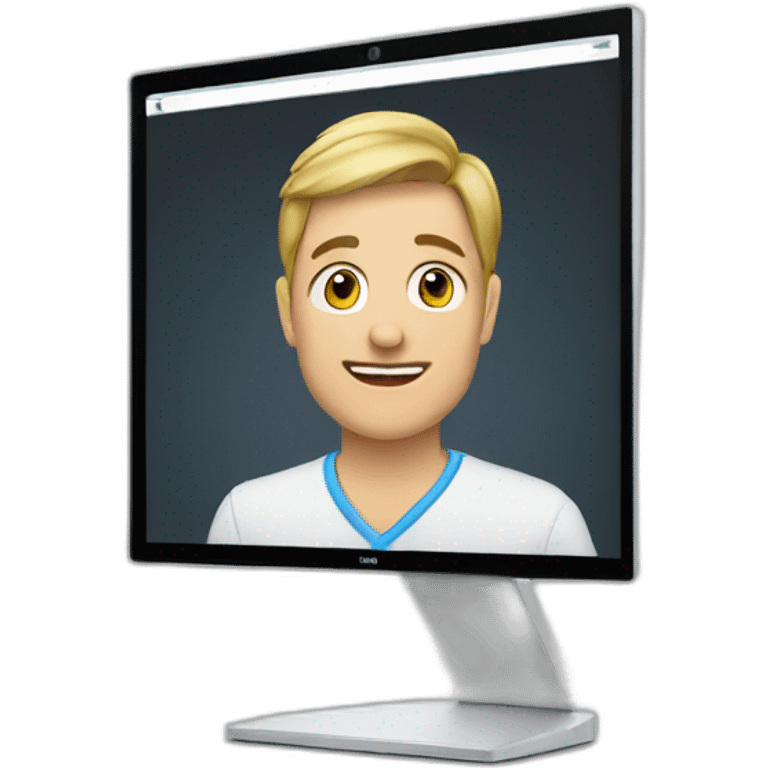 monitor with the video call on the screen emoji