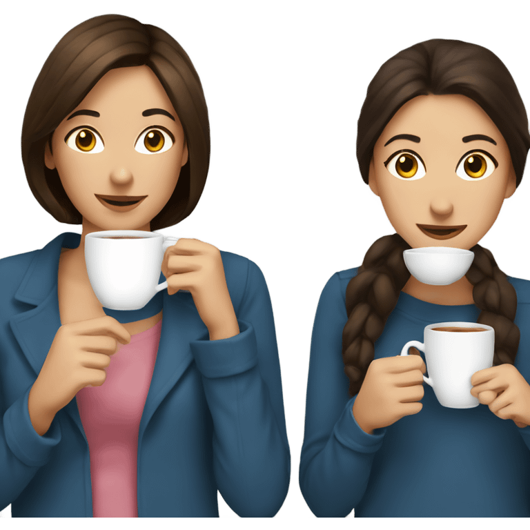 two brunettes sipping tea emoji