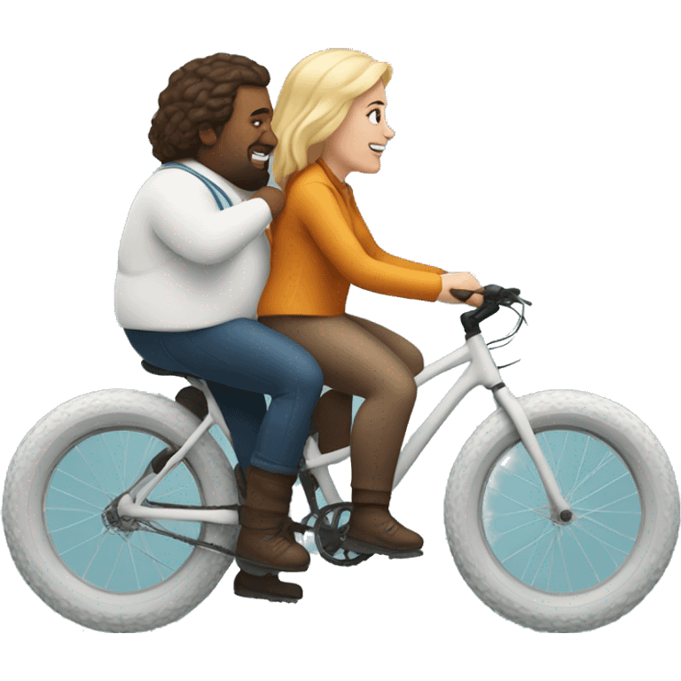 white guy and white woman riding on a fat bike emoji