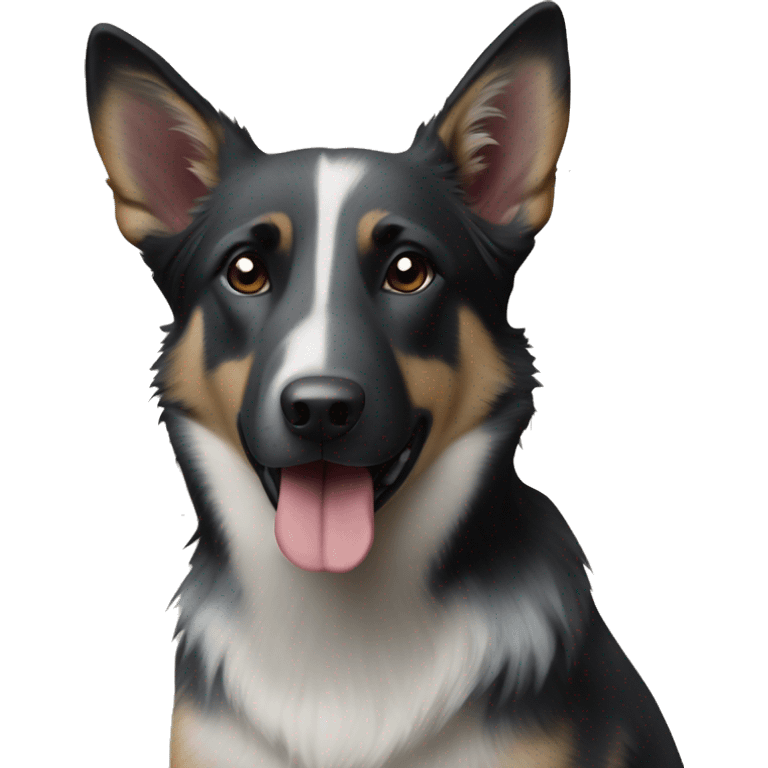 Black and white German Shepard and blue heeler mix emoji