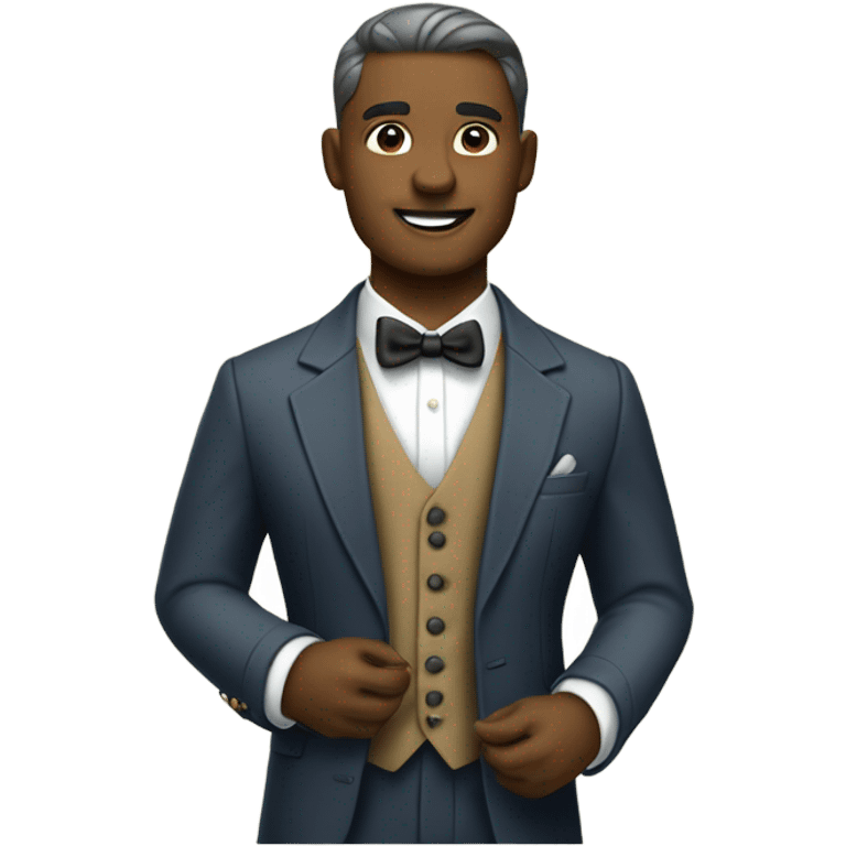 a classy haberdasher sewing a suit emoji