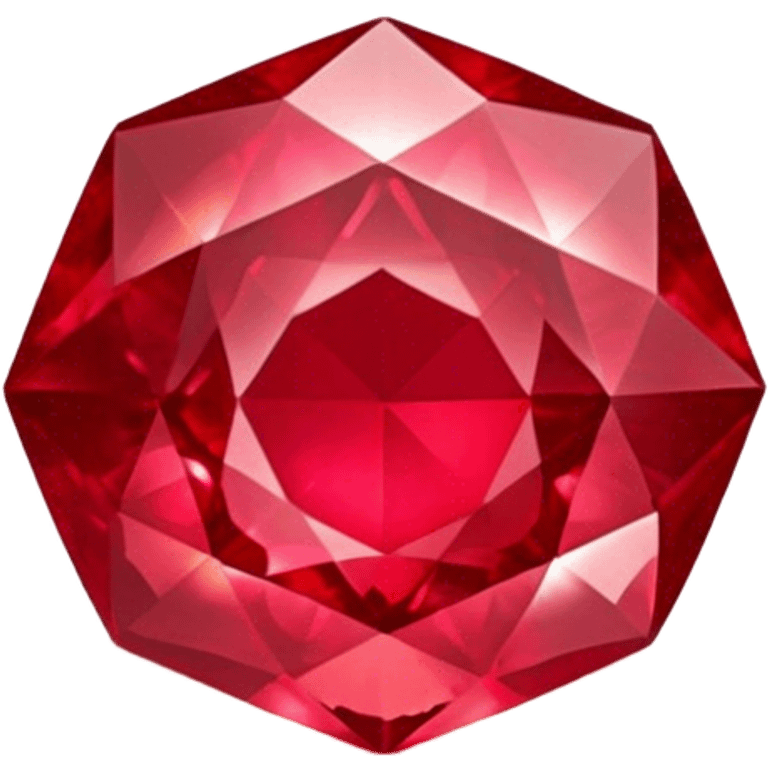 Cinematic Realistic Ruby Emoji, Deep and rich, with a smooth, polished surface gleaming in brilliant red, the facets catching light and casting fiery reflections. The rich color seems to glow with an inner warmth, while a soft, subtle shimmer highlights the edges. Soft glowing outline, capturing the essence of passionate beauty and timeless elegance in a precious ruby. emoji