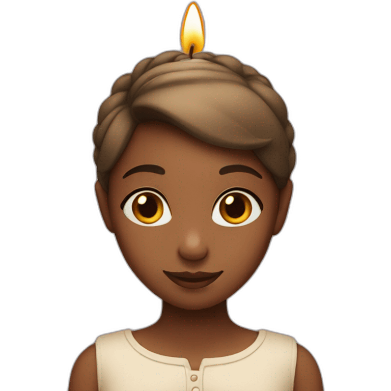 A girl with a candle on her head emoji