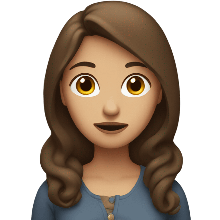 Woman with brown hair in thought pose emoji