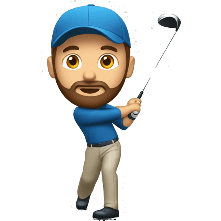 golf player with brown beard and brown hair doing a golf swing emoji