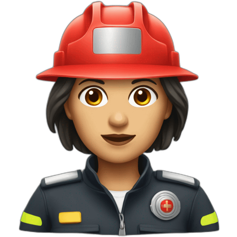 Femme brune pompier feu emoji