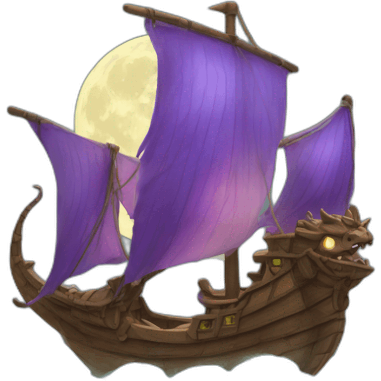 Cute dragon ship moon emoji