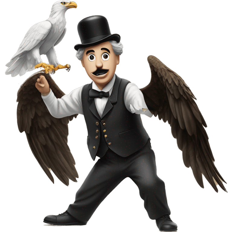 Charlie Chaplin rinding an eagle emoji