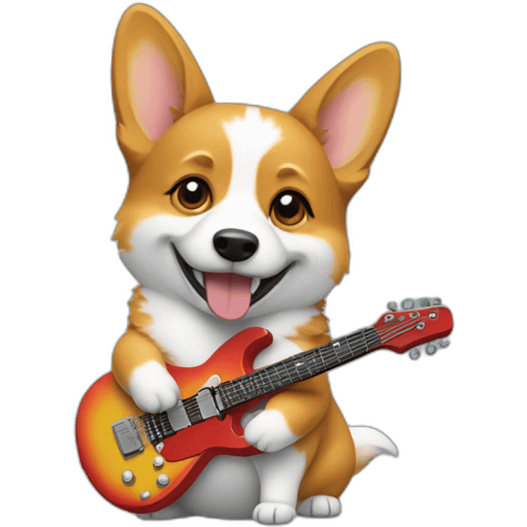 Corgi playing electric guitar emoji