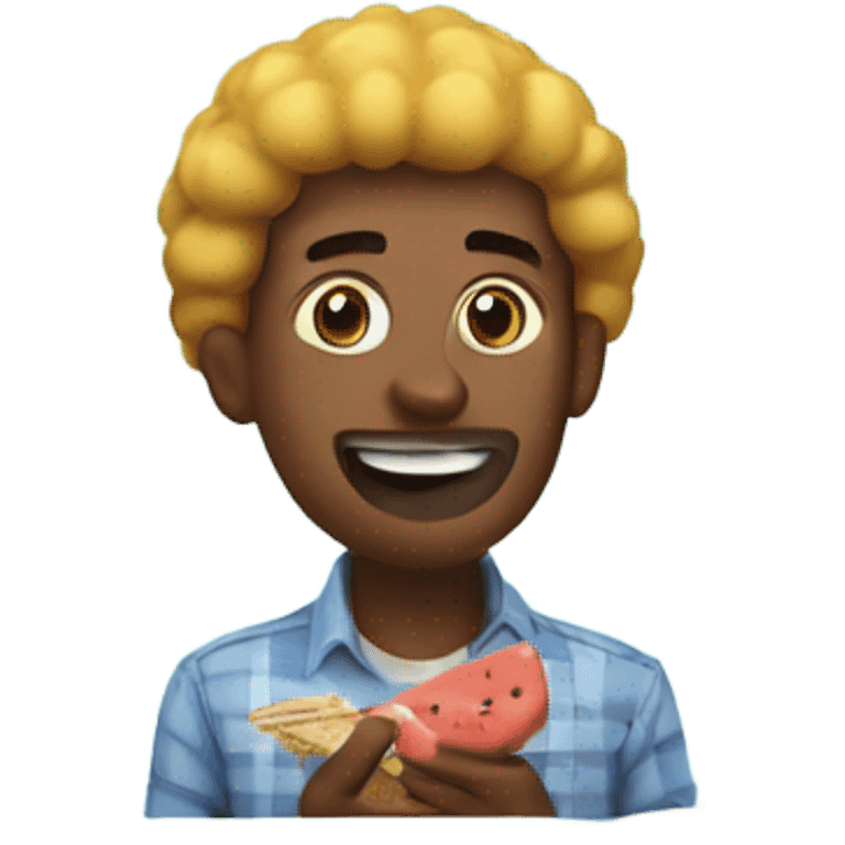  man eating water Mellon and fried chicken emoji