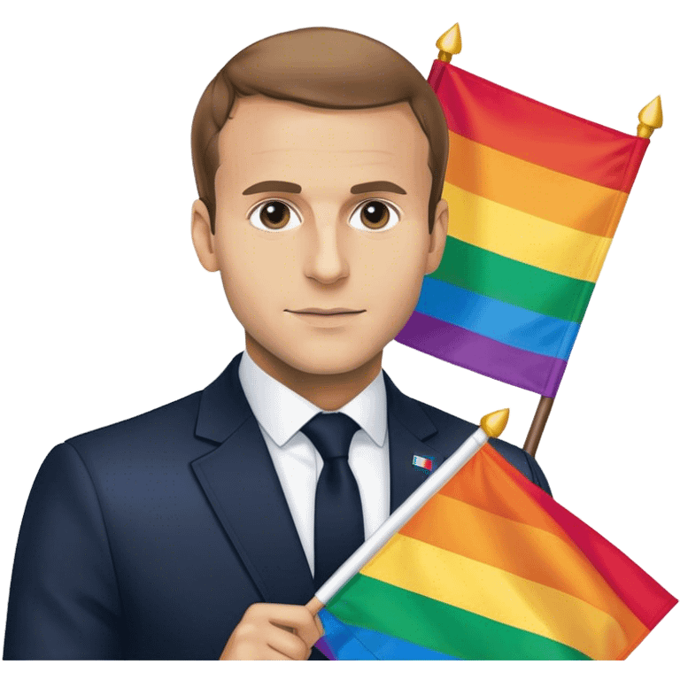 Macron with lgbt flag  emoji