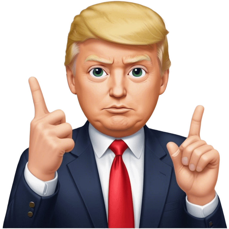 Super realistic Donald Trump pointing index finger up, realistic face emoji