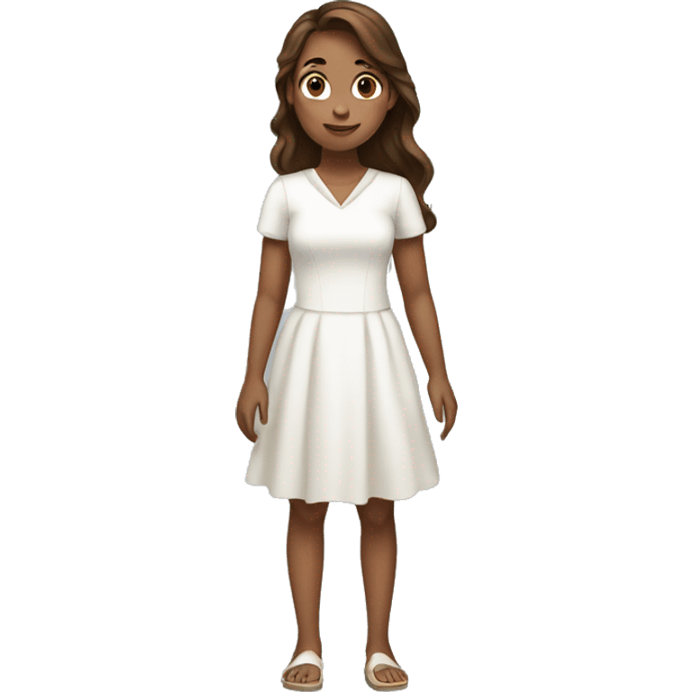 brown hair girl with white dress full body emoji