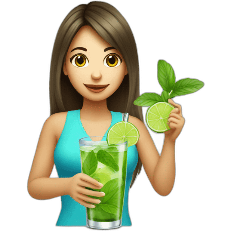 argentine girl with magnifying-glass drinking mojito emoji