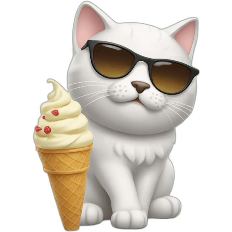 Cat wearing sunglasses and eating ice cream  emoji