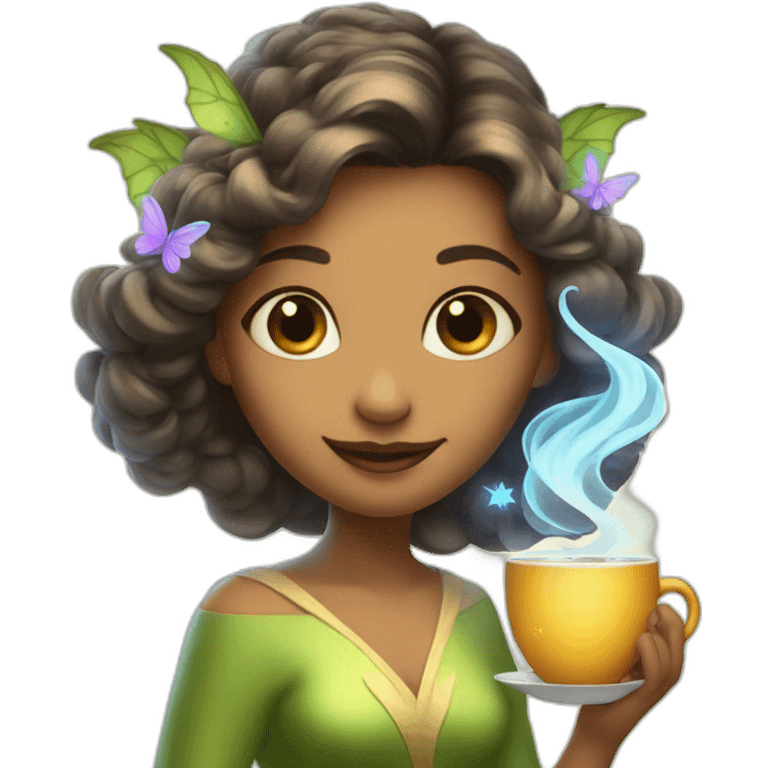 fairy with Magic wand, making hot tea emoji