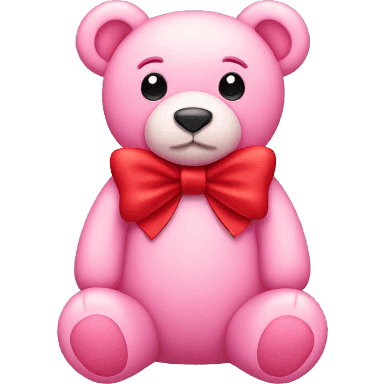 pink teddy bear with red  bow emoji