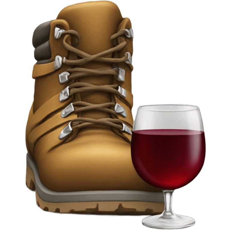 Hiking boot with a glass of wine emoji