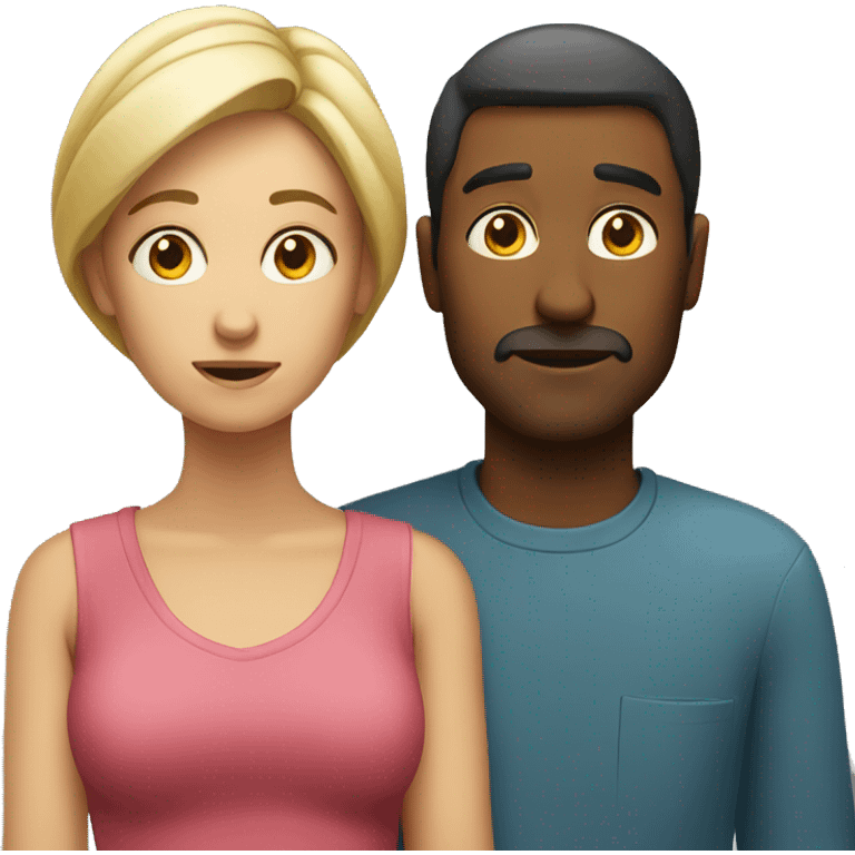 man and woman pondering emoji