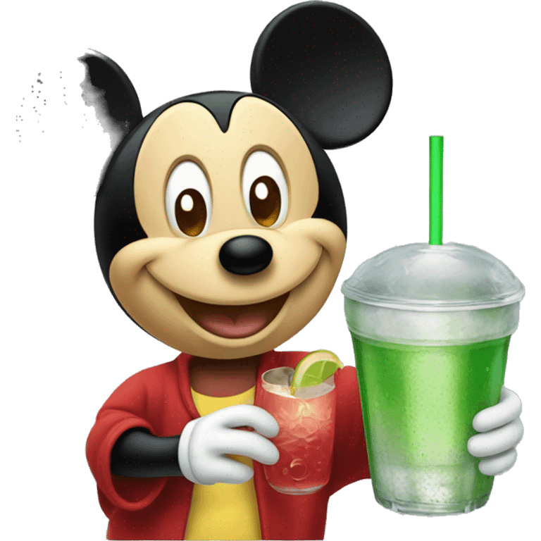 Mickey Mouse with a drink emoji