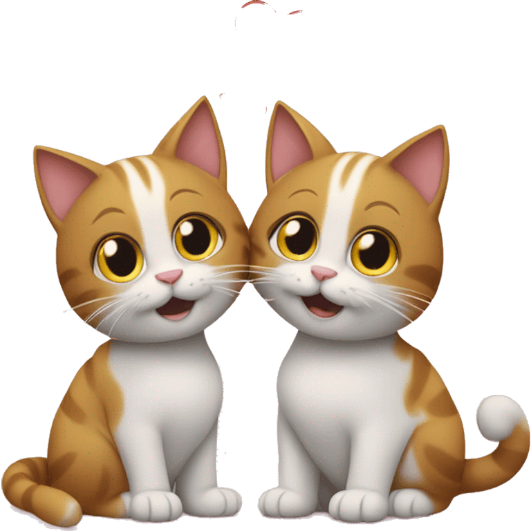 Two cats make a heart out of tails emoji