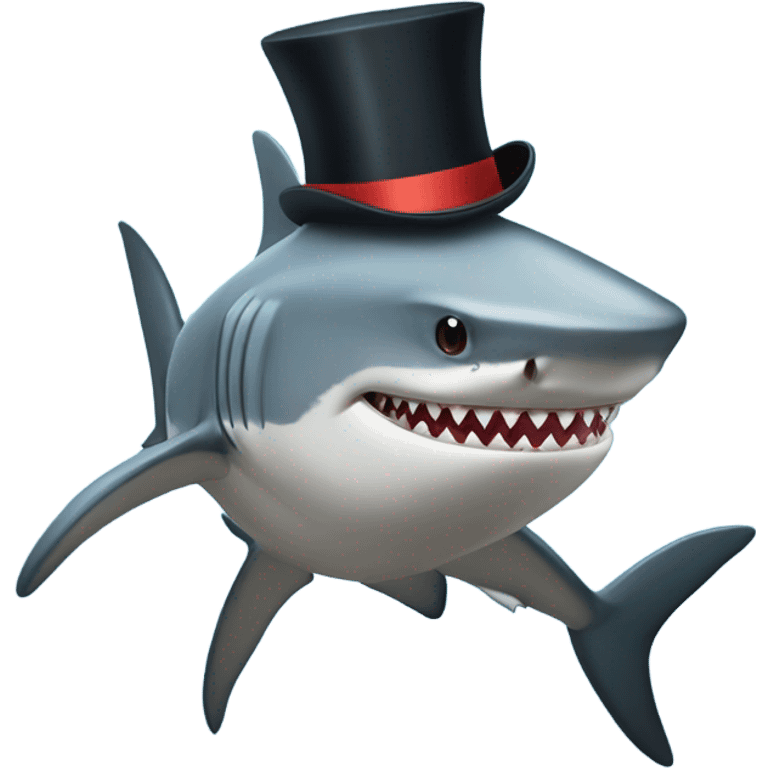 Shark with a top hat emoji