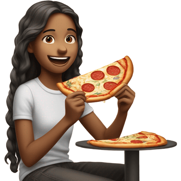 Girl eating pizza emoji