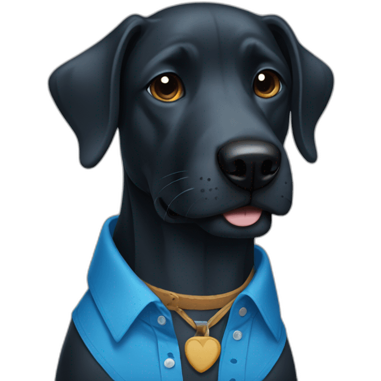 black dog wearing a blue full shirt emoji