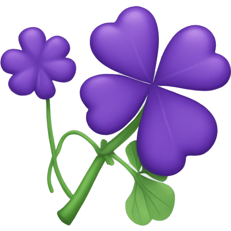 An entirely PURPLE four-leaf clover emoji