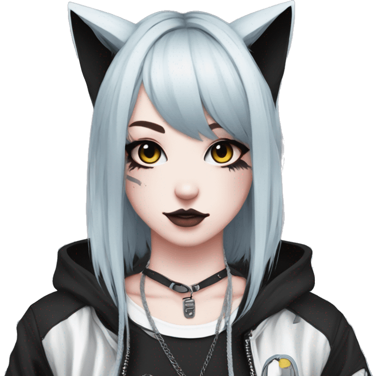 Edgy Kawaii Cute Cool Cartoon Anime Punk Techwear Gothic Catgirl emoji