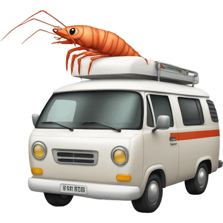 Shrimp driving a camper van emoji