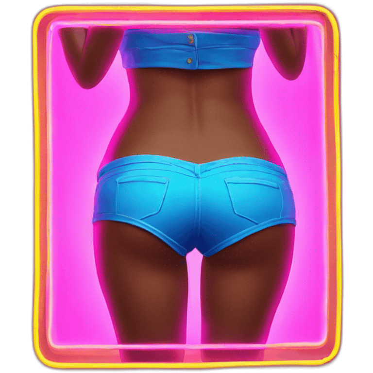 Juicy booty neon sign style emoji