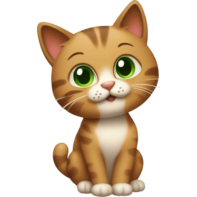 a smeely cat, brown cute cat, smell reference like green smoke, apple iOS emojis style emoji