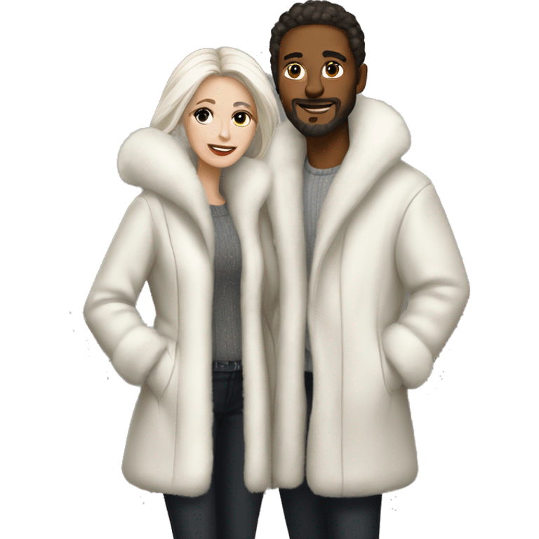 White couple in long fur coats emoji