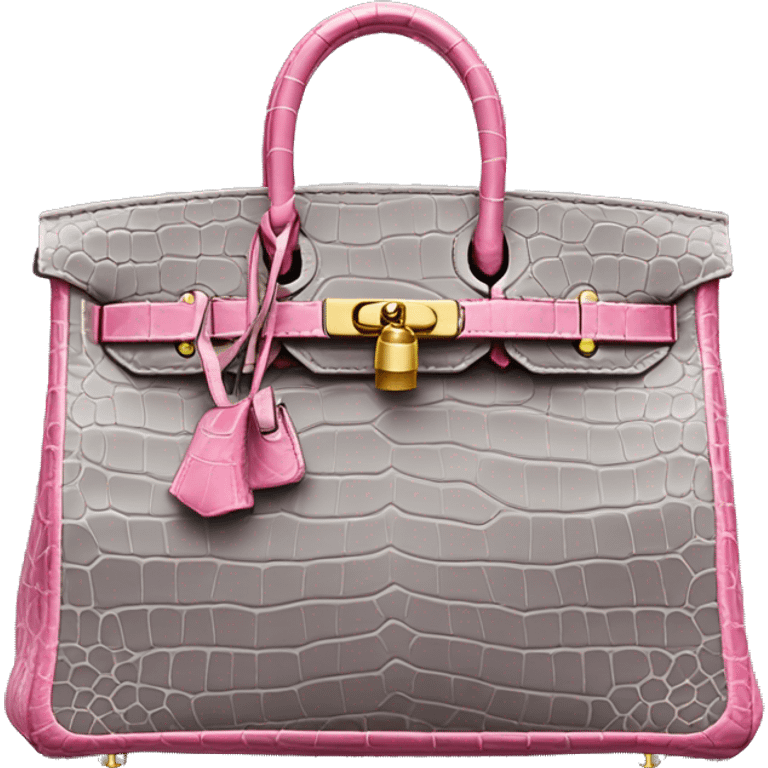 Pink and grey Crocodile leather bag birkin  emoji