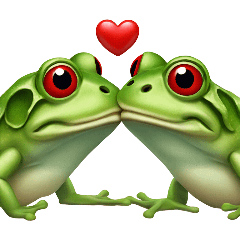 Kissing frogs with Heart and red lips emoji