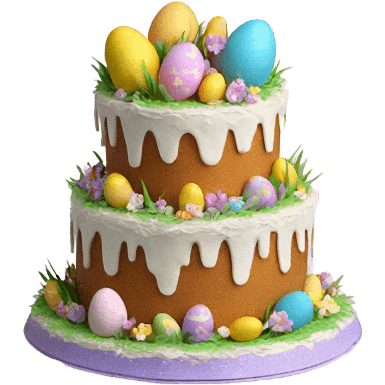 beautifully decorated 2 tier Easter cake emoji