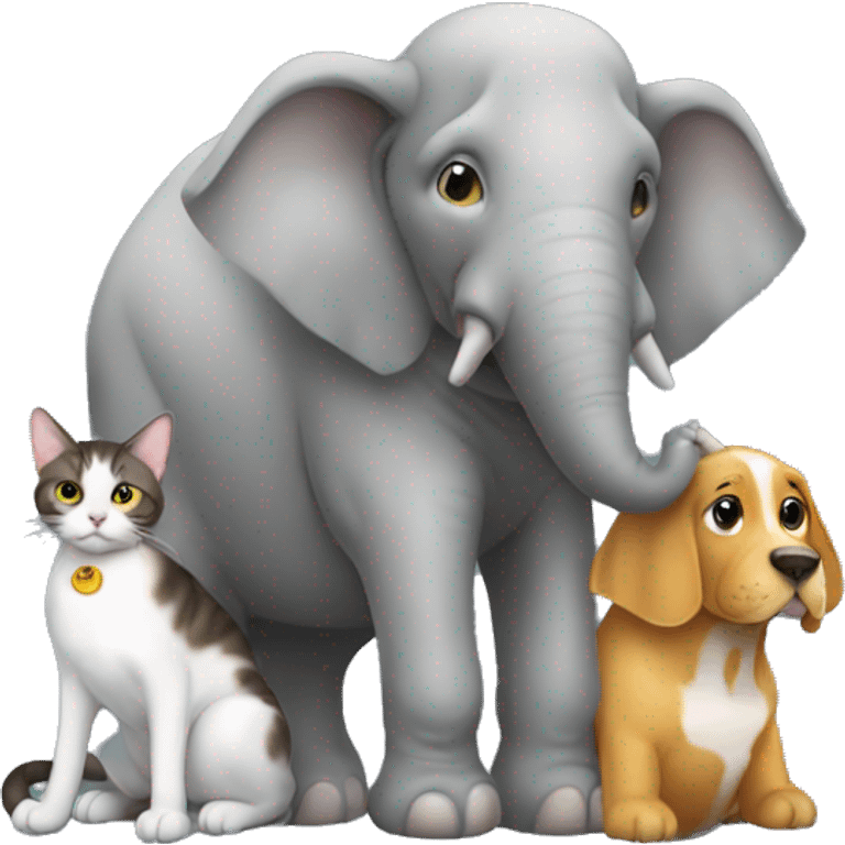 cat sitting on a dog sittin on a elephant emoji