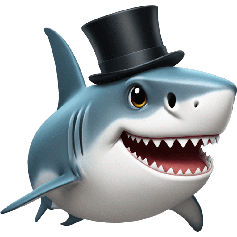 Shark with a top hat emoji