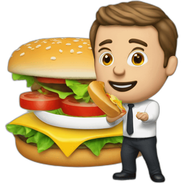 Macron qui mange un hamburger emoji