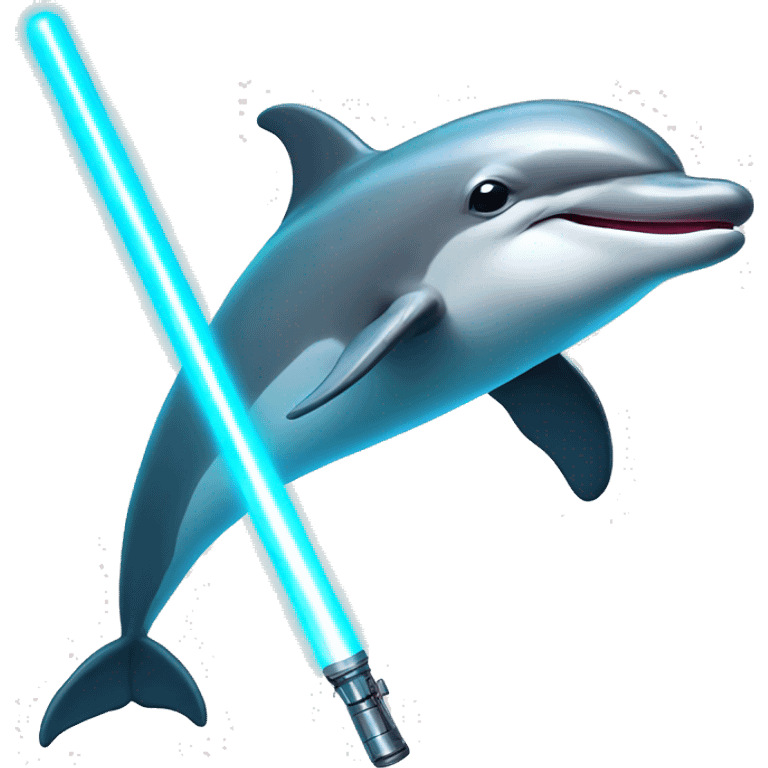 Dolphin with a lightsaber emoji