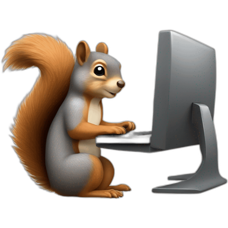 Squirrel typing on computer emoji