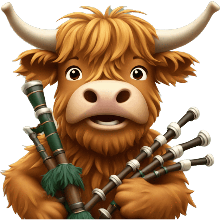 Highland cow playing bagpipes emoji