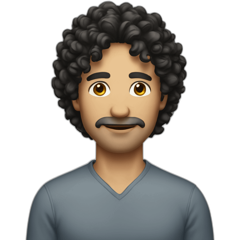 middle age man informal cloth tanned black curly hair black eyes emoji