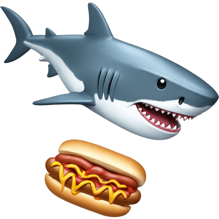 Shark with a hotdog with mayonnaise  emoji