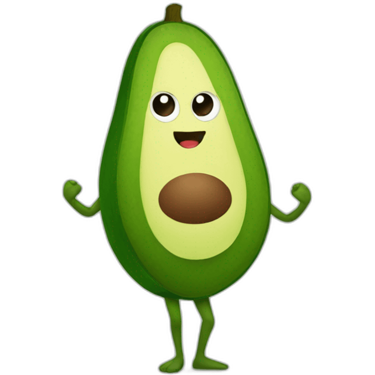 Avocado with arms and legs and visage emoji